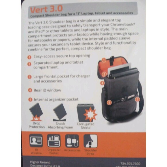 Higher Ground Vert 3.0 Chromebook & Laptop Bag Shoulder Bag Fits 11 Inch - Picture 8 of 9